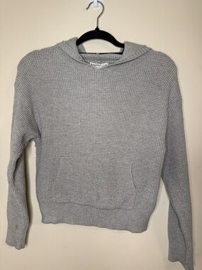 Sincerely Jules Light Gray Waffle Knit Hooded Sweater
